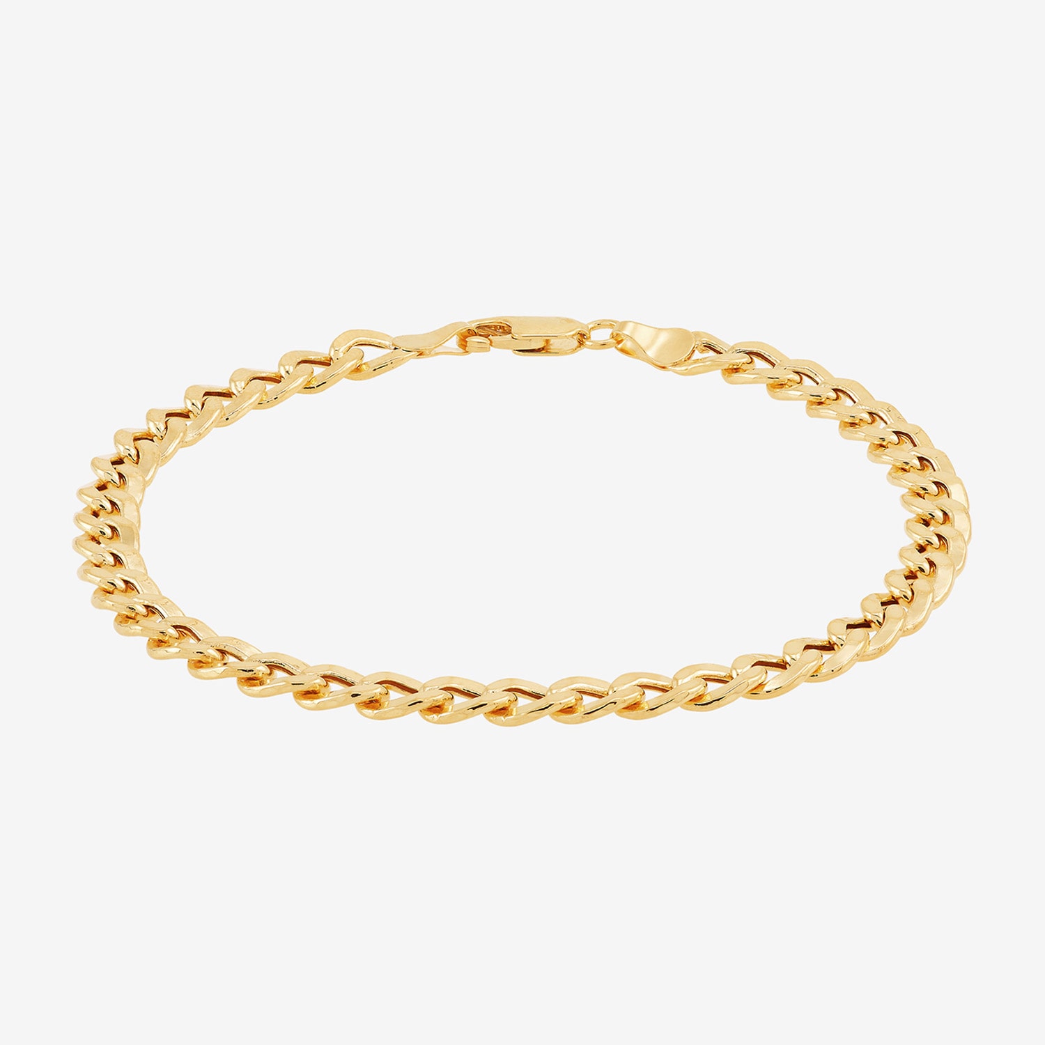 Mens 10K Gold 8.5 Inch 6mm Semi-Solid Curb Bracelet