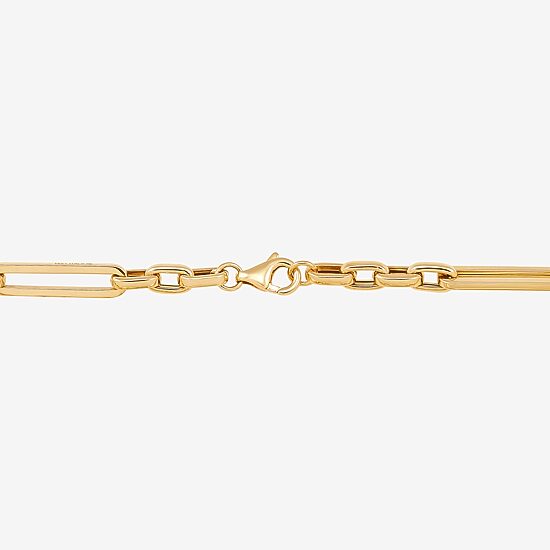 Gold Addiction Womens 14K Gold Hollow Figaro Chain Bracelet