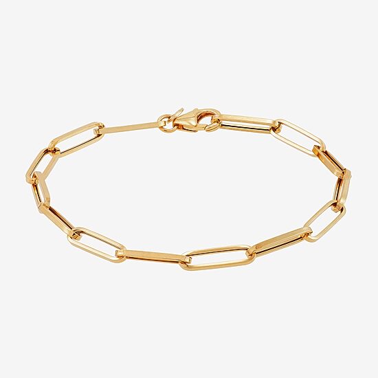 Gold Addiction Womens 14K Gold 7.5 Inch Hollow Paperclip Chain Bracelet