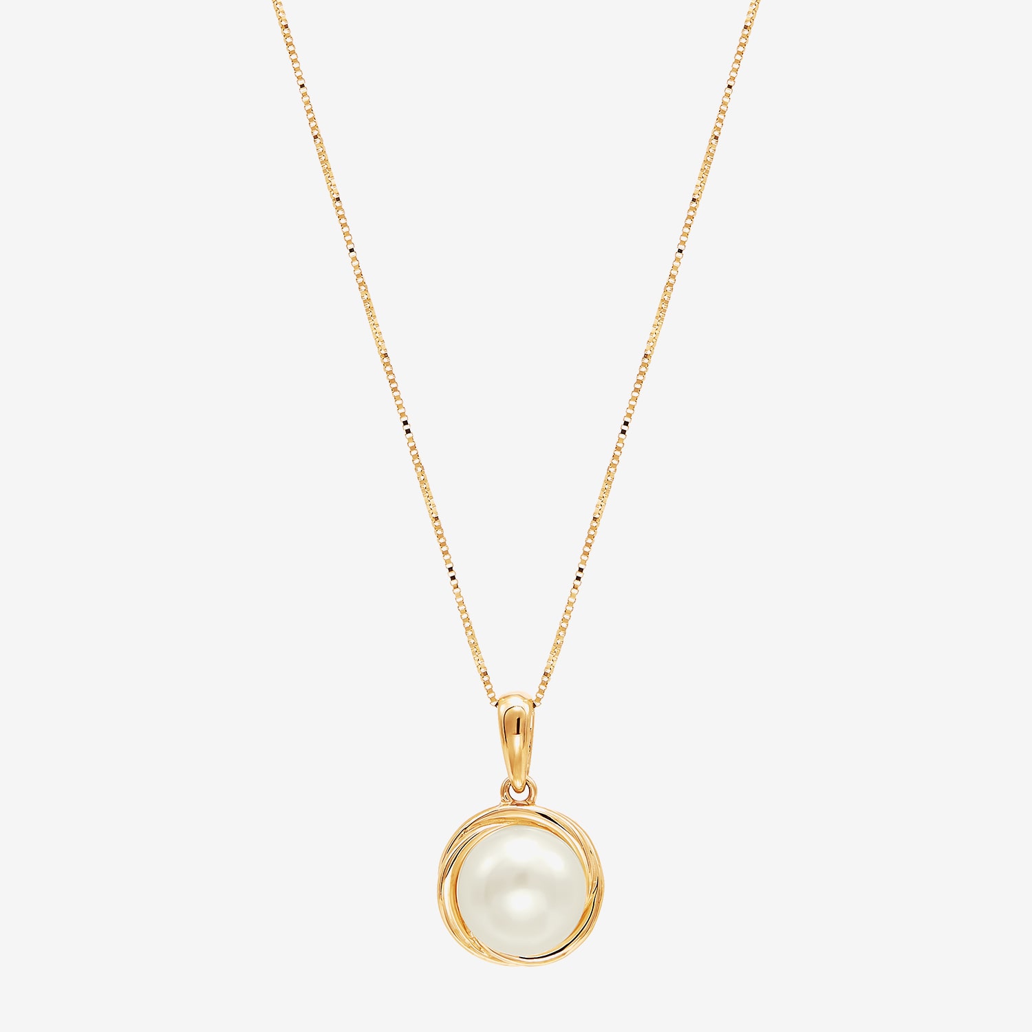 Certified Sofia™ Cultured Freshwater Pearl 10K Gold Knot Pendant