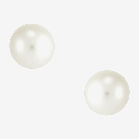 Certified Sofia™ 10K Gold 7-7.5mm Cultured Freshwater Pearl Stud Earrings