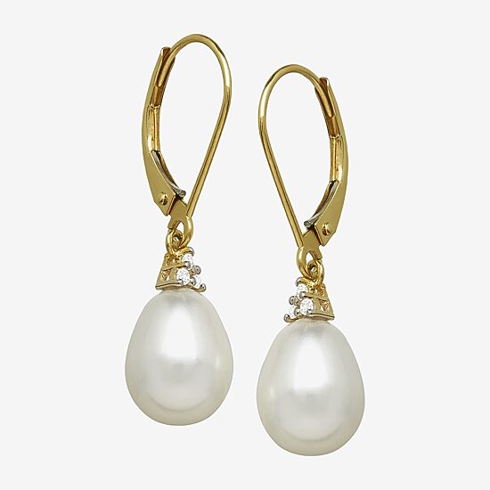 Certified Sofia™ Cultured Freshwater Pearl 14K Yellow Gold Earrings