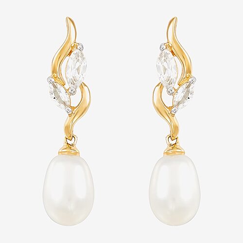 Womens White Cultured Freshwater Pearl 10K Gold Drop Earrings, One Size