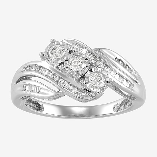 Love Lives Forever 1/2 CT.T.W. Round White Natural Diamond 10K Gold 3-Stone Ring