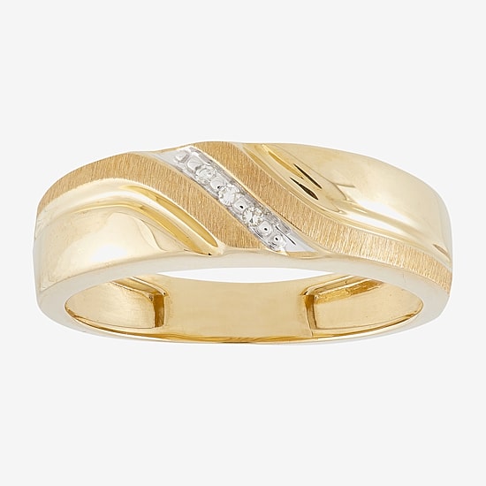Mens Diamond-Accent Band in 10K Gold