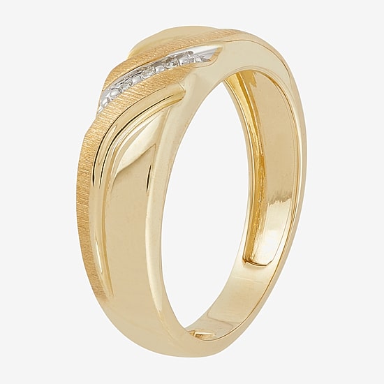 Mens Diamond-Accent Band in 10K Gold