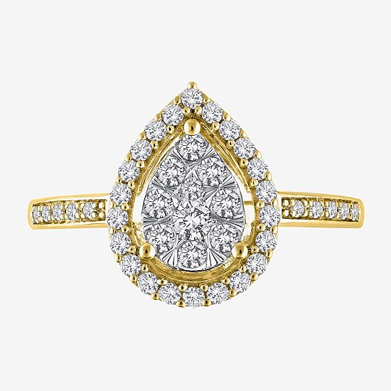 Womens 1/2 CT. T.W. Natural White Diamond 14K Two Tone Gold Cocktail Ring