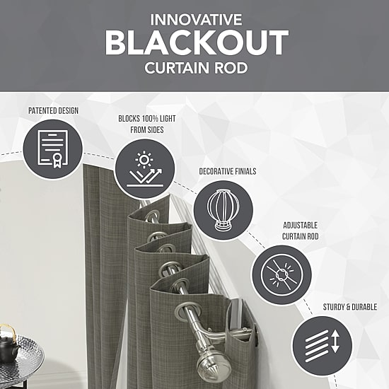 Thermaplus Gun Metal Cap Finial 1 IN Adjustable Curtain Rod