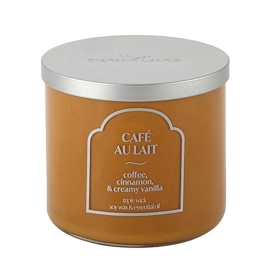 Distant Lands 14oz Cafe Au Lait 3-Wick Scented Jar Candle