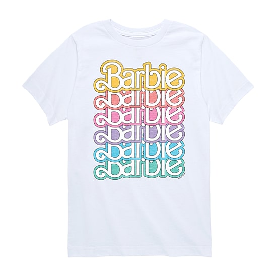 Big Kid Girls Crew Neck Short Sleeve Classic Fit Barbie Graphic T-Shirt
