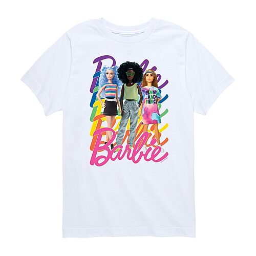 Big Kid Girls Crew Neck Short Sleeve Classic Fit Barbie Graphic T-Shirt, Small, White