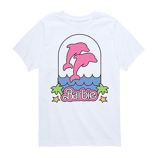 Big Kid Girls Crew Neck Short Sleeve Classic Fit Barbie Graphic T-Shirt