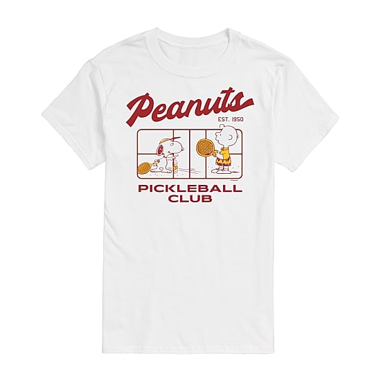 Mens Short Sleeve Peanuts Pickleball Graphic T-Shirt