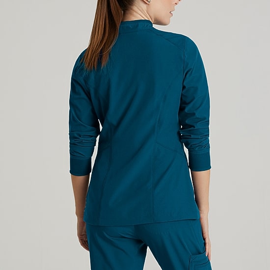 Barco One Bow894 Venture 4-Pocket Banded Collar Warm-Up Womens Plus Wrinkle Resistant Scrub Jackets