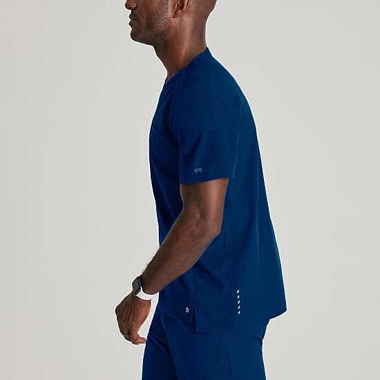 Barco One Bot195 Velocity 2-Pocket Mens V Neck Short Sleeve Wrinkle Resistant Scrub Top