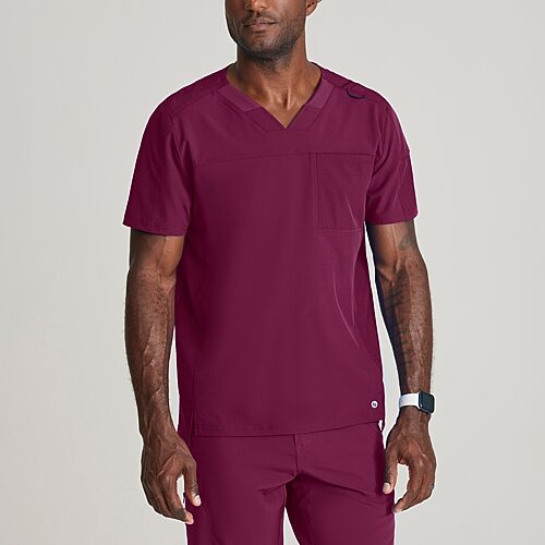 Barco One Bot195 Velocity 2-Pocket Mens V Neck Short Sleeve Wrinkle Resistant Scrub Top, 5x-large, Purple