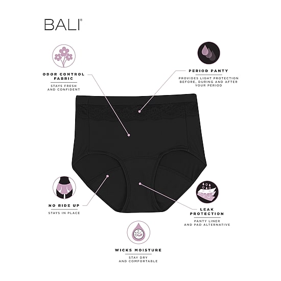 Bali Seamless Light Leak Womens Period + Leak Resistant Cooling High Cut Panty Dfslh1