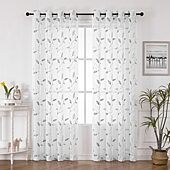 Regal Home Cedar Embroidered Grommet Top Embroidered Sheer Set of 2 Curtain Panel