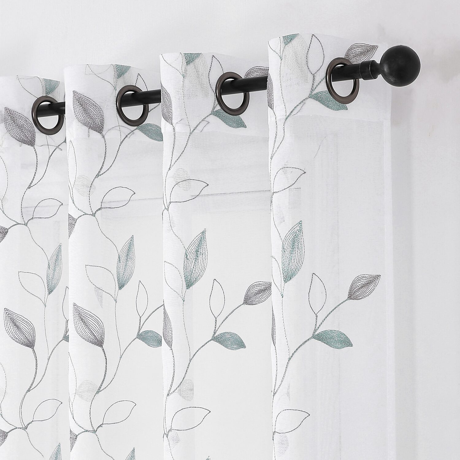 Regal Home Cedar Embroidered Grommet Top Sheer Set of 2 Curtain Panel