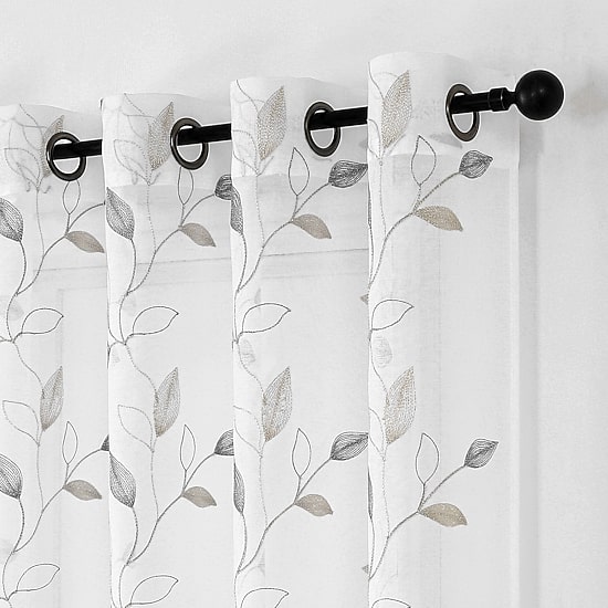 Regal Home Cedar Embroidered Grommet Top Embroidered Sheer Set of 2 Curtain Panel