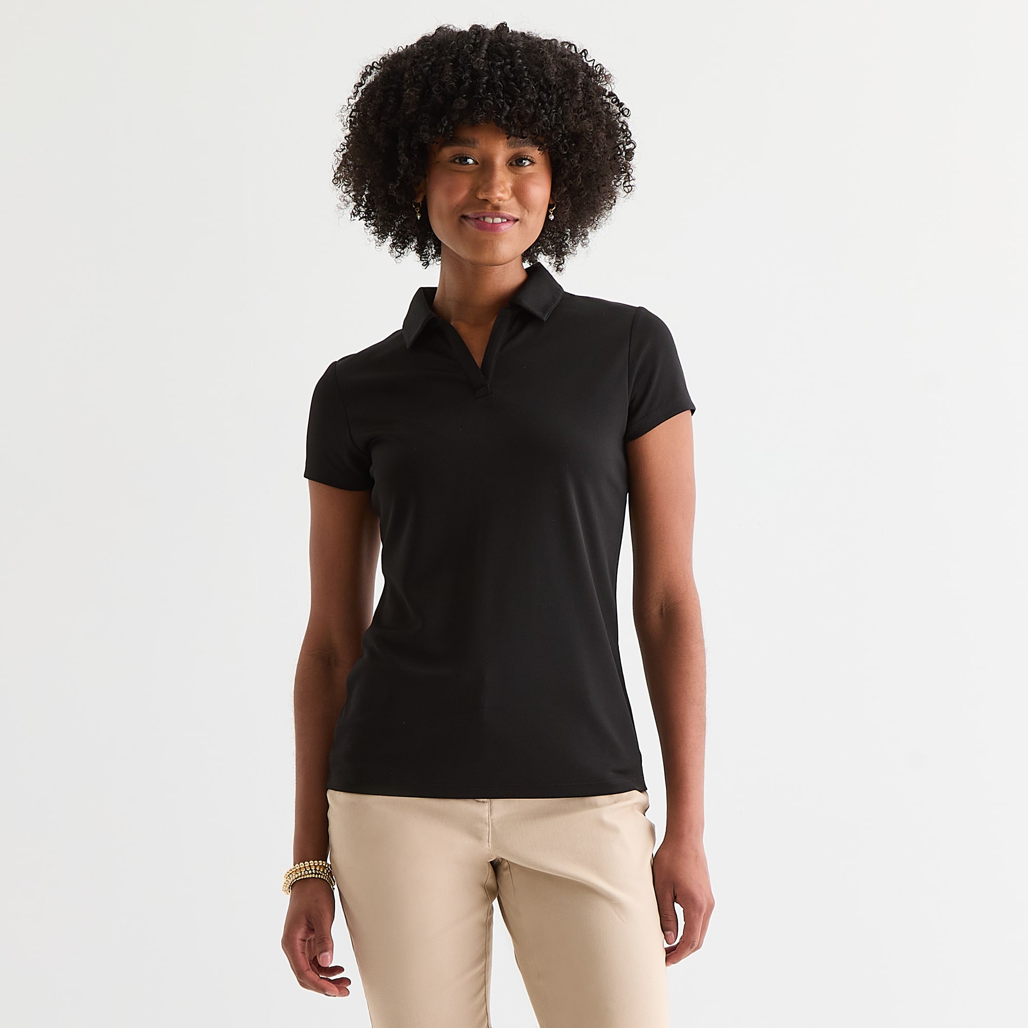 IZOD Performance Womens Juniors Short Sleeve Polo Shirt