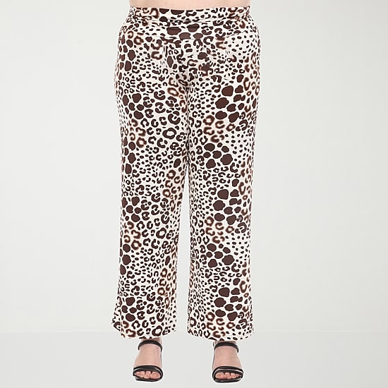 White Mark Womens Plus Mid Rise Wide Leg Palazzo Pant