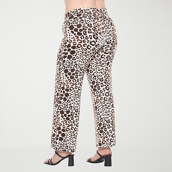 White Mark Womens Plus Mid Rise Wide Leg Palazzo Pant