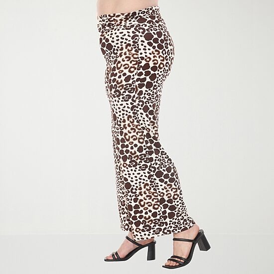 White Mark Womens Plus Mid Rise Wide Leg Palazzo Pant
