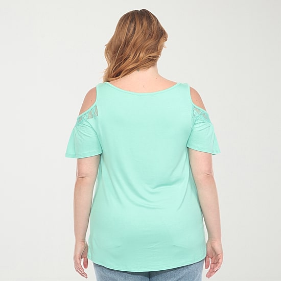White Mark Plus Womens U Neck Short Sleeve Tunic Top