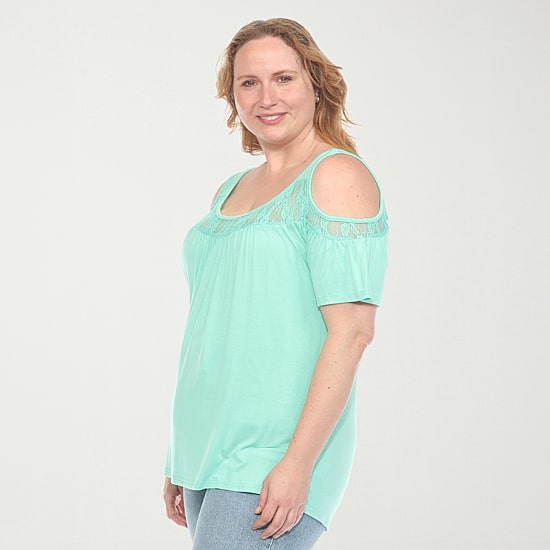 White Mark Plus Womens U Neck Short Sleeve Tunic Top