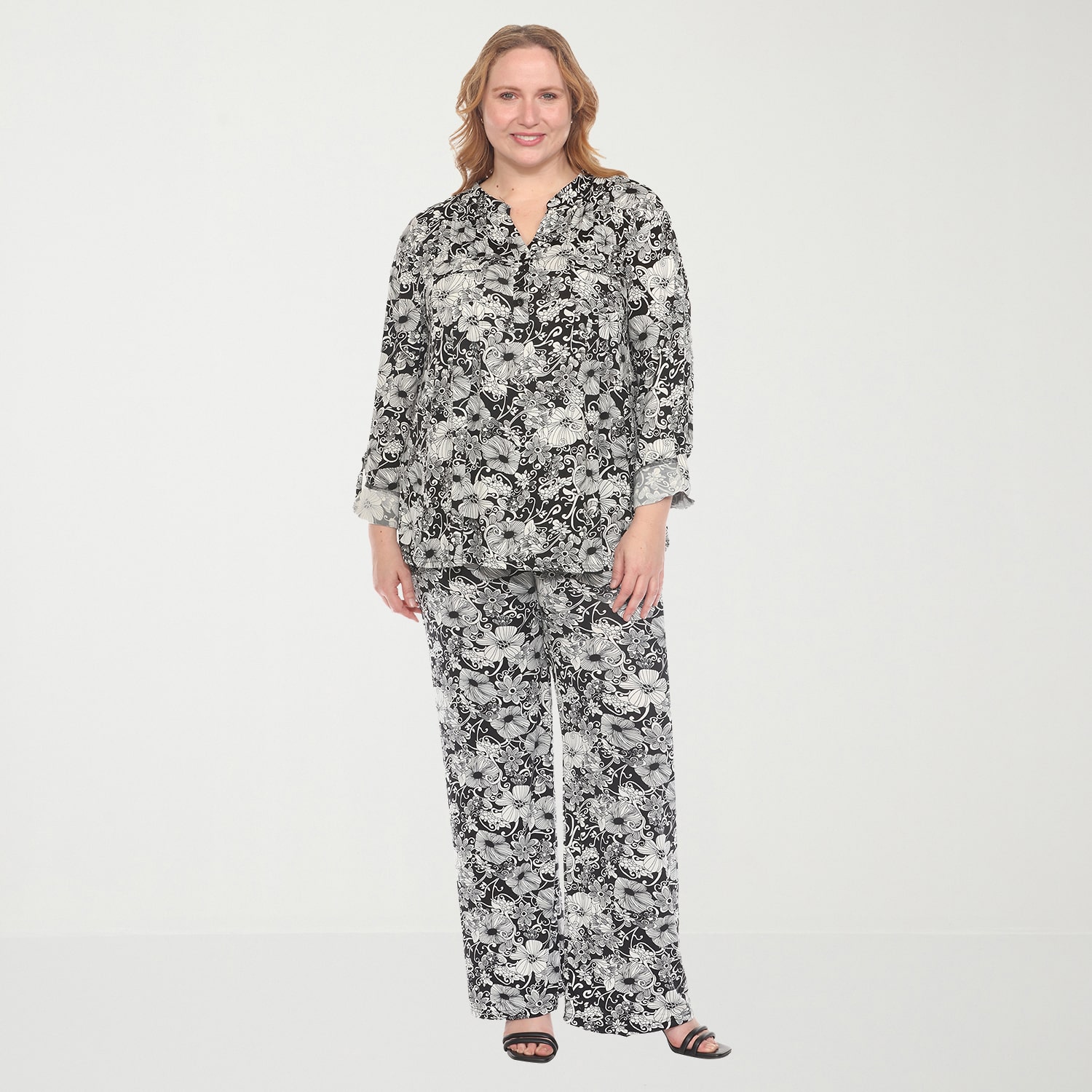 White Mark 2-pc. Floral Pant Set-Plus