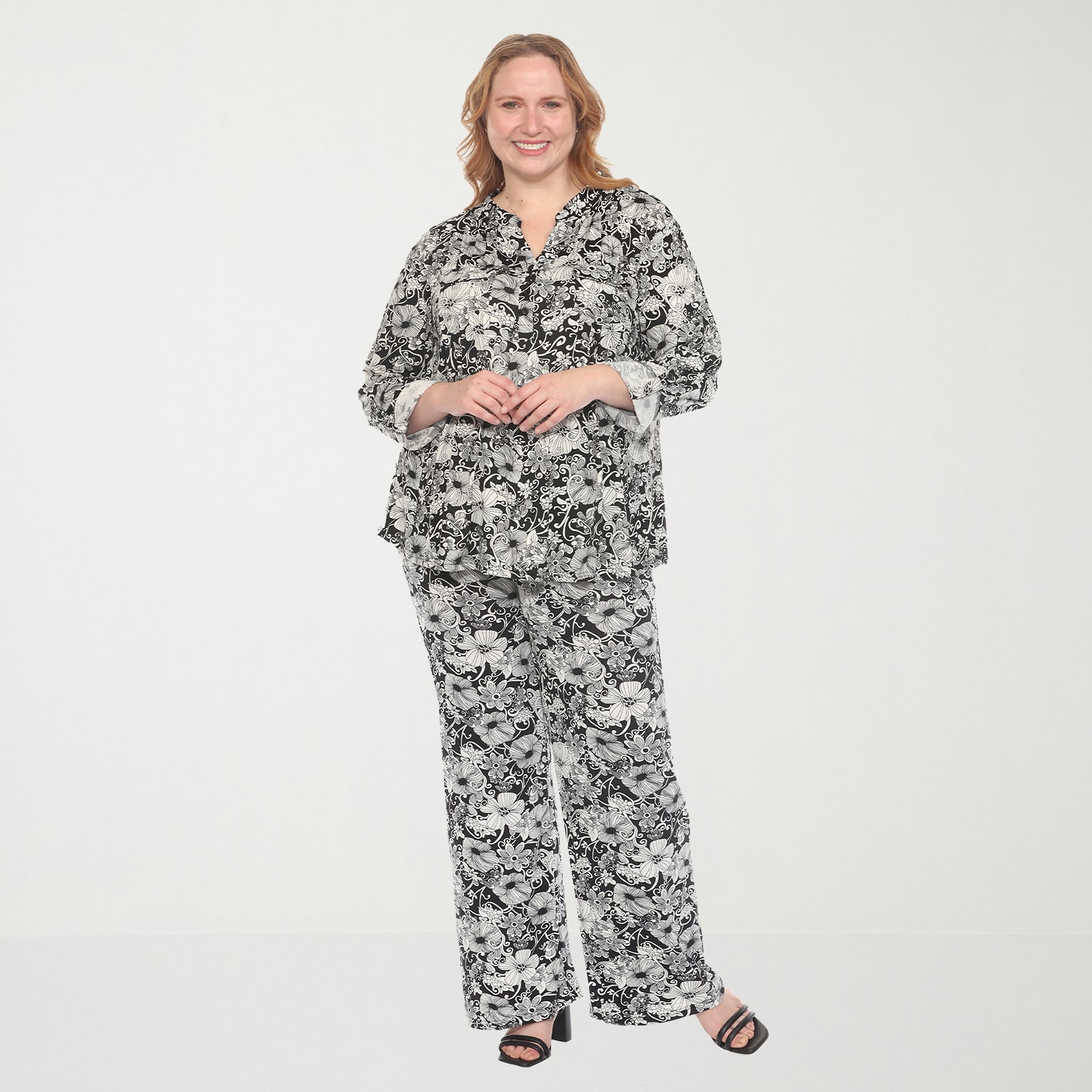 White Mark 2-pc. Floral Pant Set-Plus