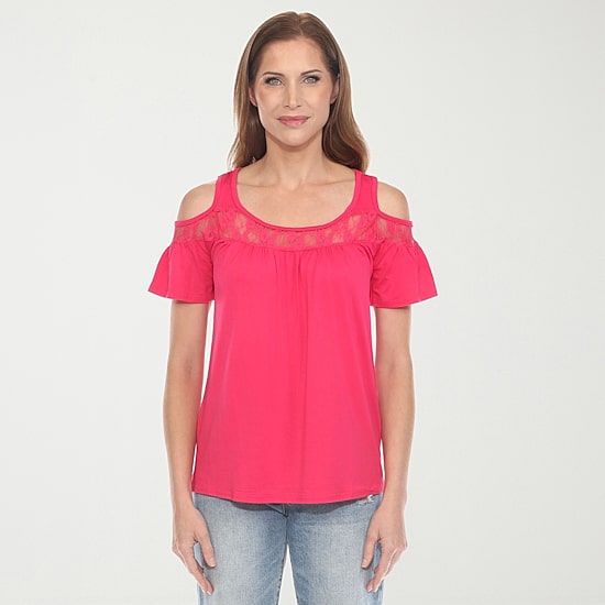 White Mark Womens Round Neck Short Sleeve Blouse