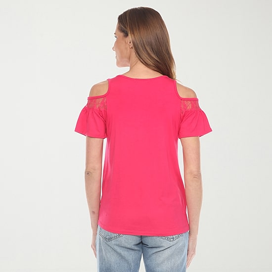 White Mark Womens Round Neck Short Sleeve Blouse