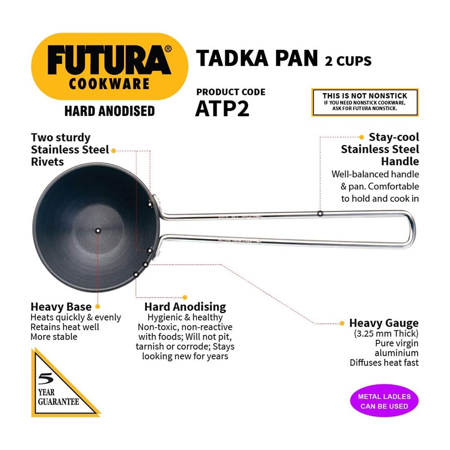 Hawkins Hard Anodized 4" Tadka Pan