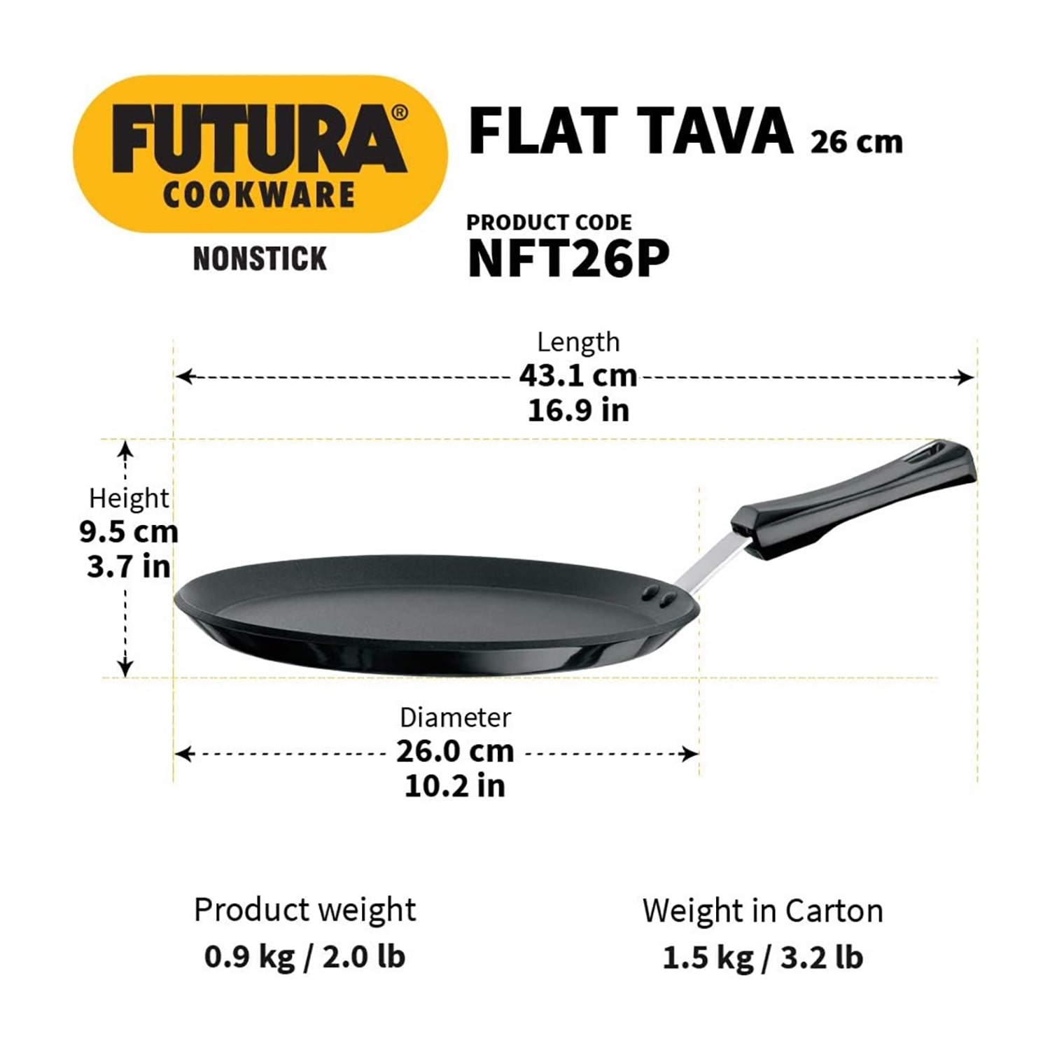 Hawkins Non-Stick 10" Flat Tava Pan