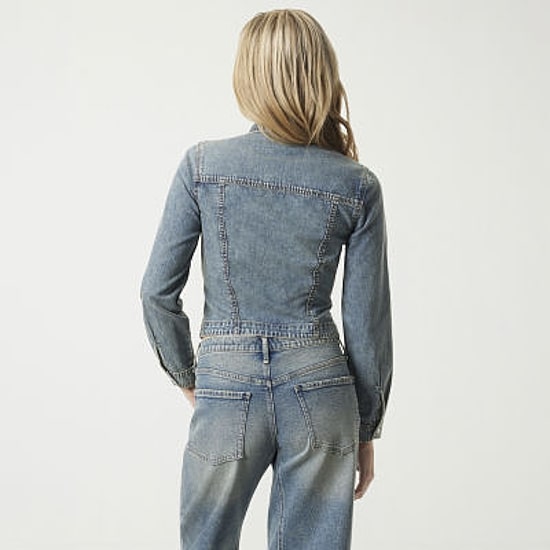 JS Jessica Simpson Denim Womens Cuffed Long Sleeve Regular Fit Button-Down Shirt