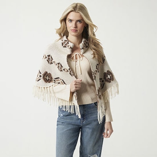 JS Jessica Simpson Womens 3/4 Sleeve Geometric Poncho