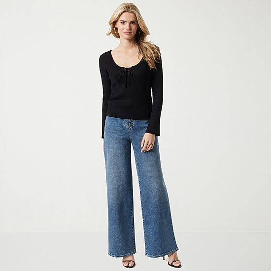 JS Jessica Simpson Womens High Rise Wide Leg Jean