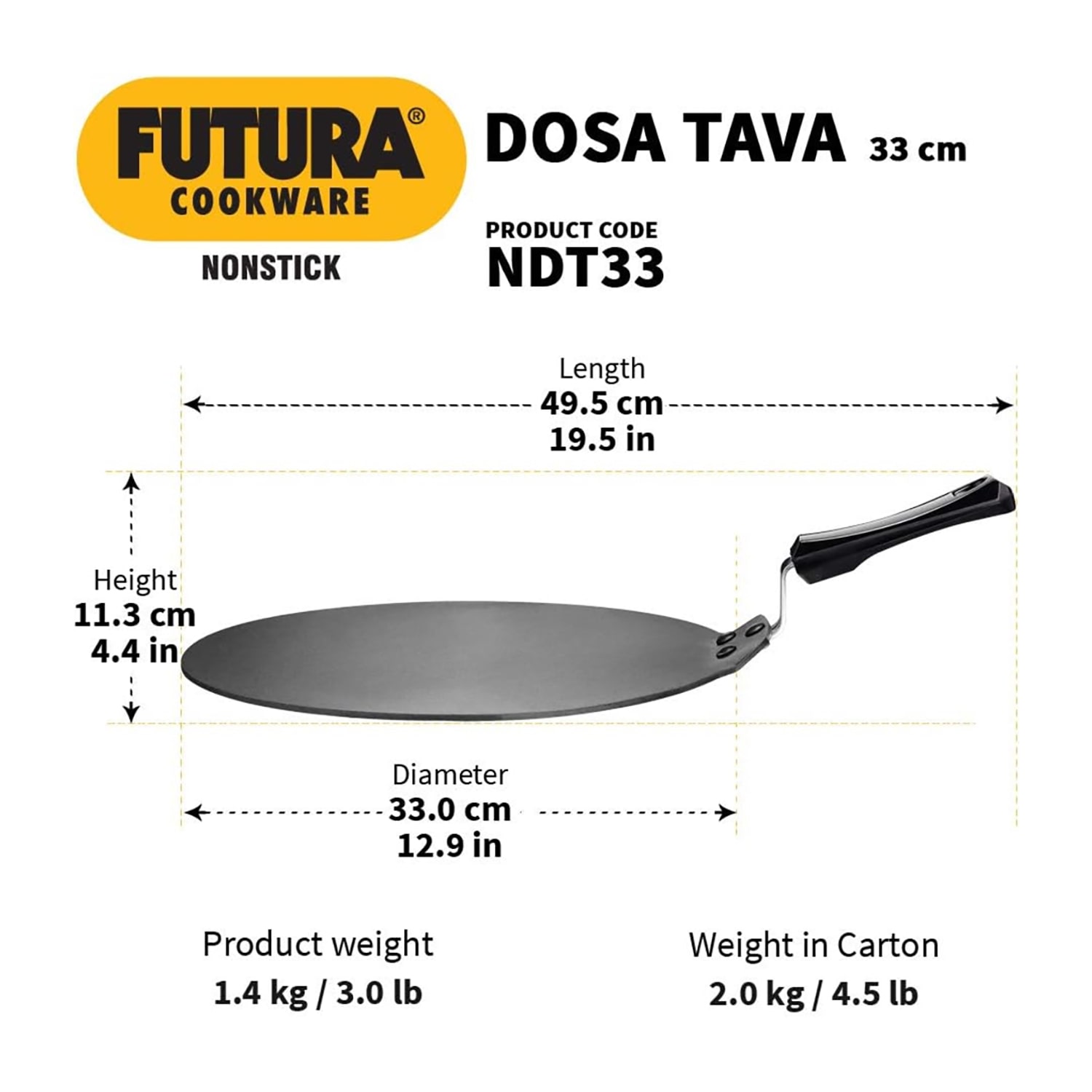 Hawkins Non-Stick 12" Dosa Tava Pan