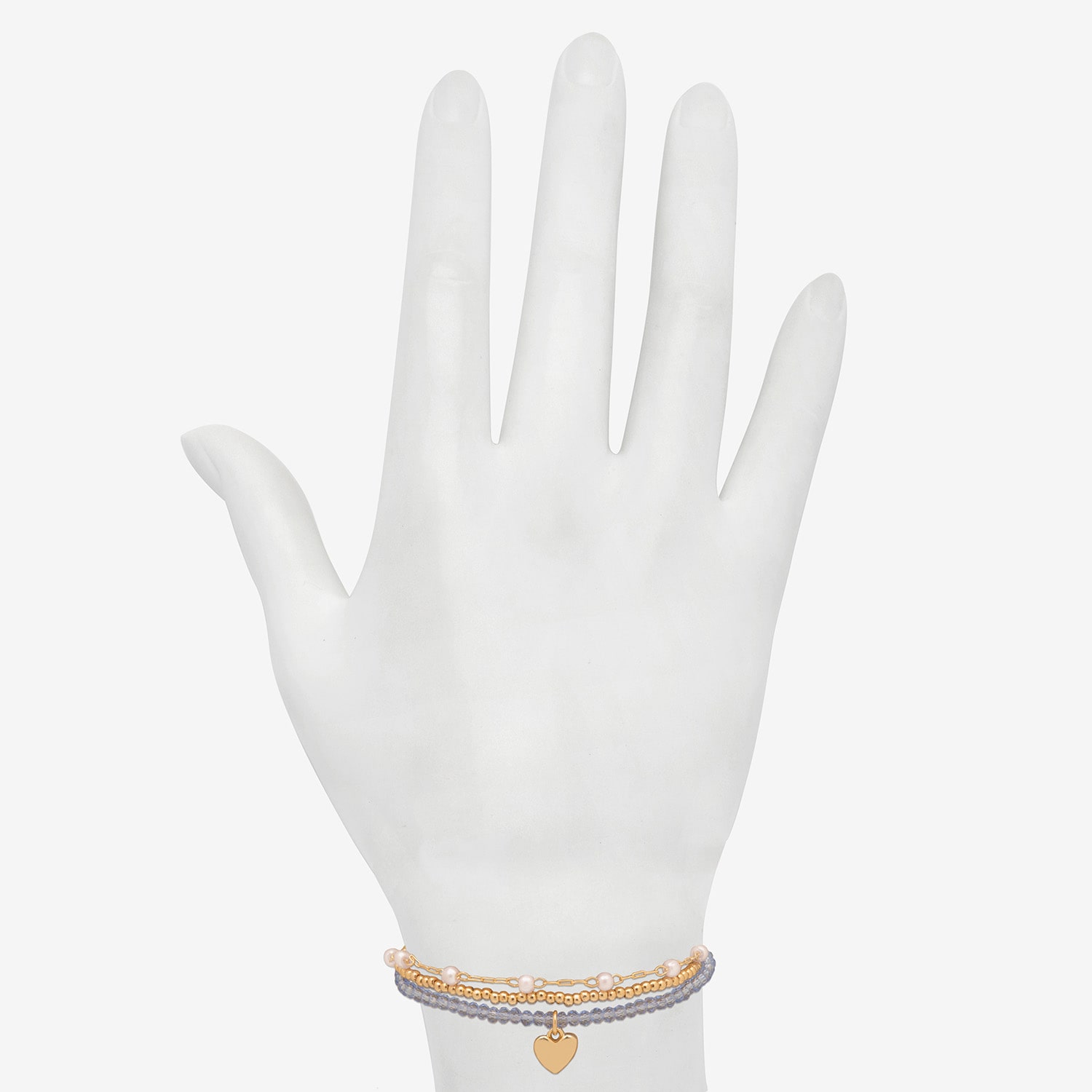 Bijoux Bar Delicates Womens Heart Beaded Bracelet