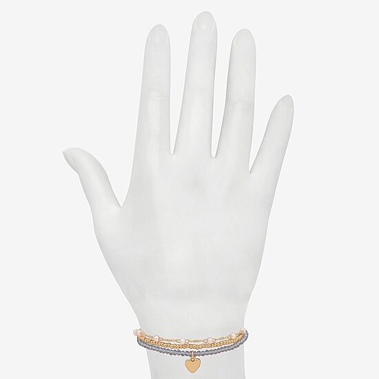Bijoux Bar Delicates Womens Heart Beaded Bracelet