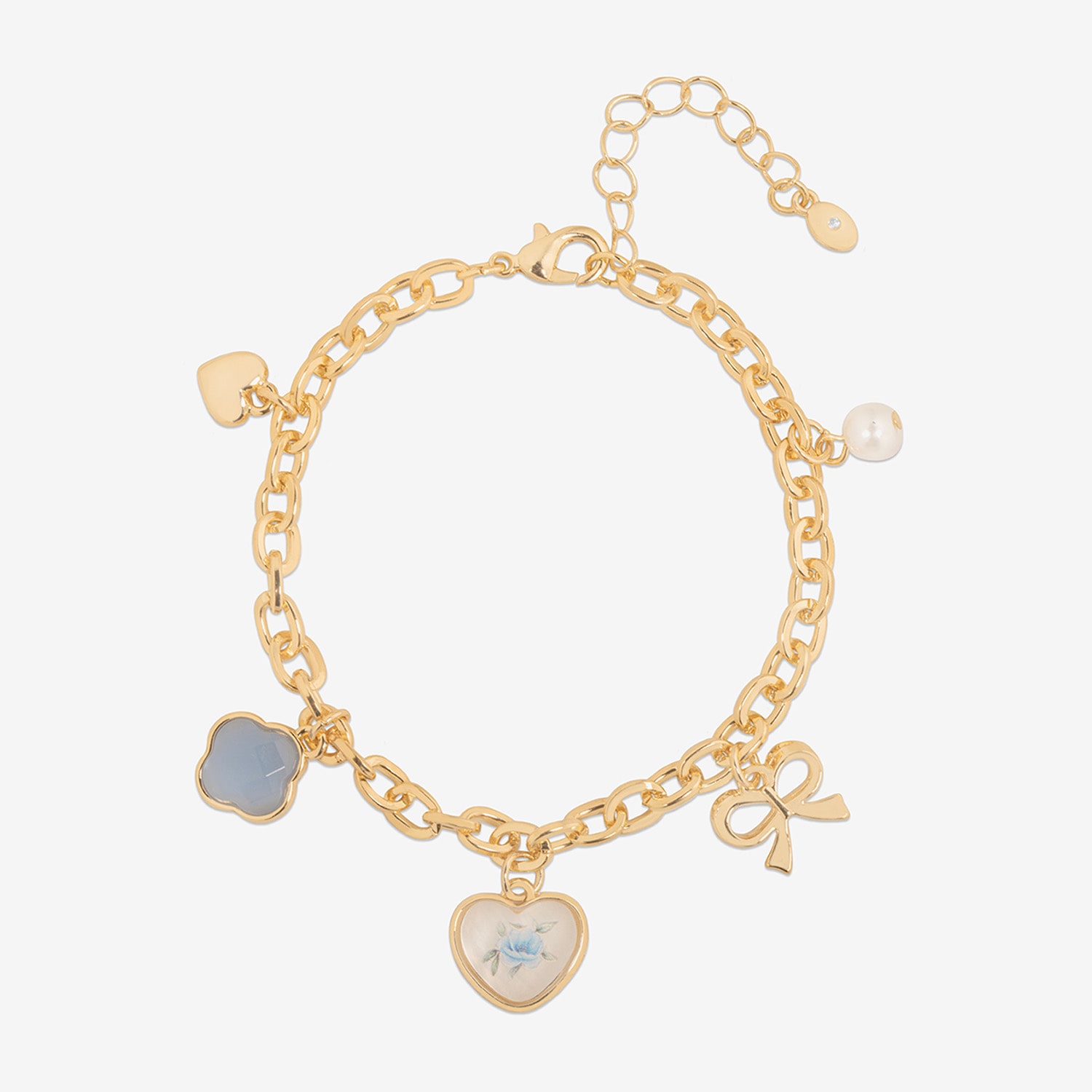 Bijoux Bar Delicates Womens Heart Charm Bracelet