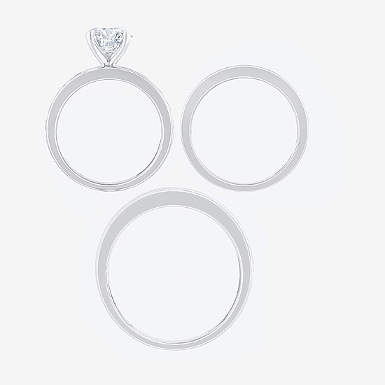 (F / Vs2) Unisex Adult 5 CT. T.W. Lab Grown White Diamond 10K Gold Round Side Stone Bridal Set