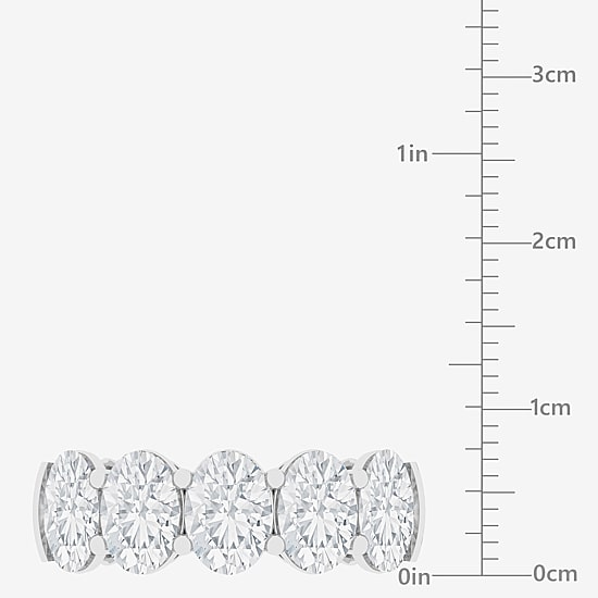 (F / Vs2) Womens 23.MM 4 CT. T.W. Lab Grown White Diamond 10K Gold Oval 5-Stone Wedding Band