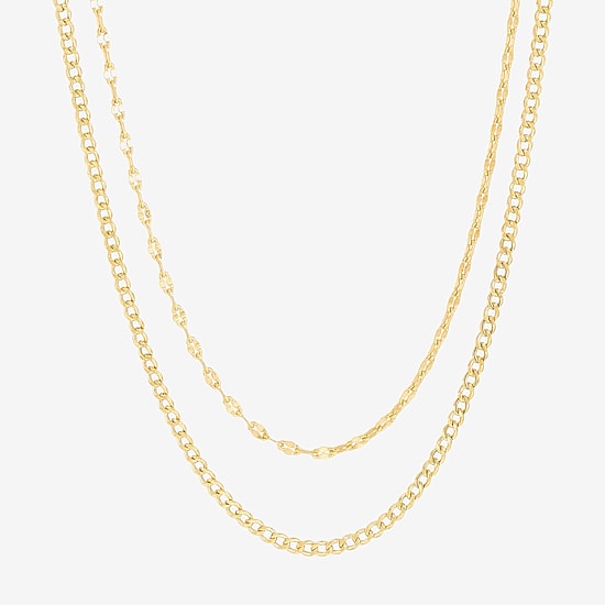 Bonded Brilliance Womens 14K Gold Over Silver 19 Inch Chain Necklace