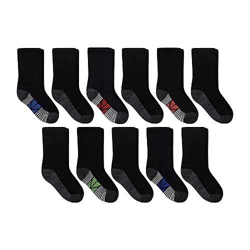 Hanes Little & Big Kid Boys 11 Pair Crew Socks In Black