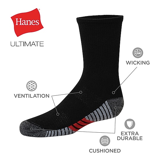 Hanes Little & Big Kid Boys 10+1 Bonus Pairs Crew Socks