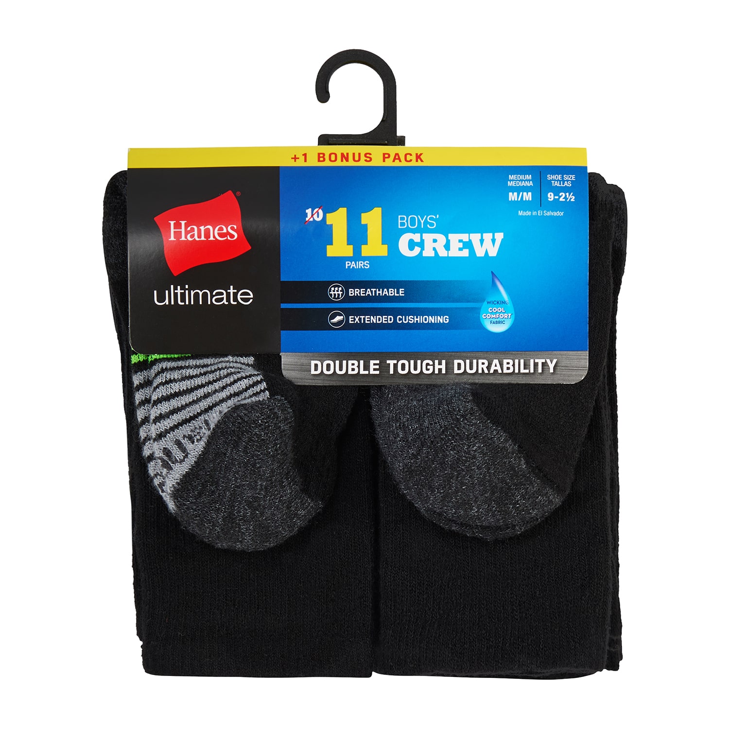 Hanes Little & Big Kid Boys 10+1 Bonus Pairs Crew Socks