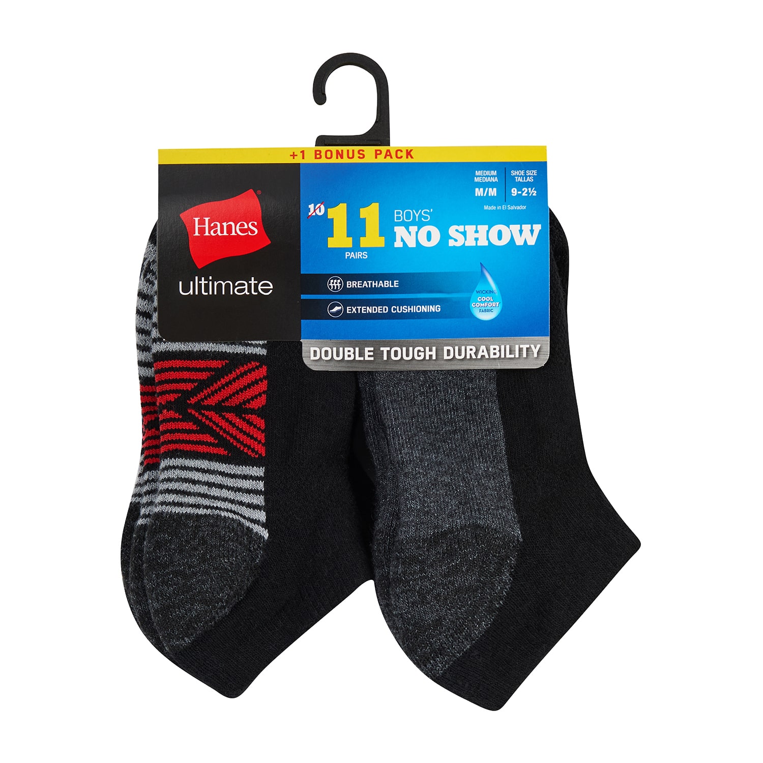 Hanes Little & Big Kid Boys 11 Pair No Show Socks